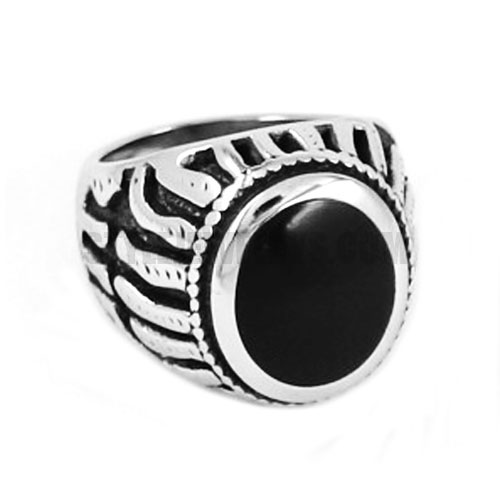 Stainless Steel Mens Ring, Color Black Siliver SWR0500 - Click Image to Close